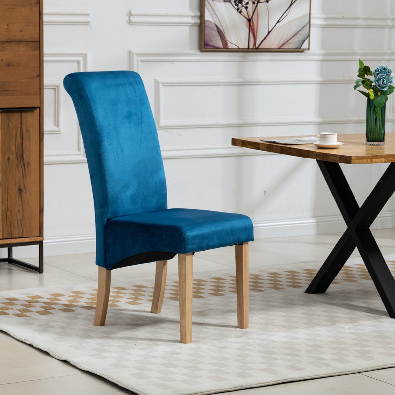 Rimini 0cm H Upholstered Dining Chair, Velvet/Blue