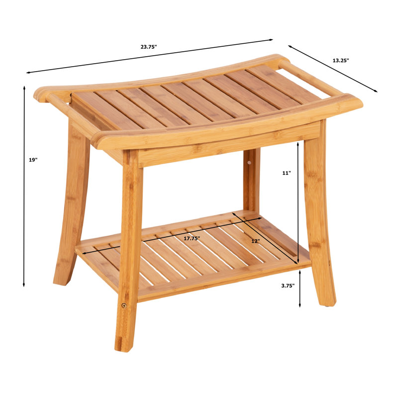 Mitch 23.75" W Bamboo Spa Style Bench, Natural