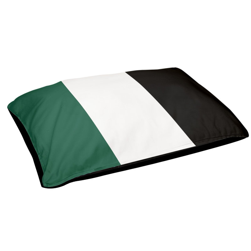 Coussin de lit pour chien Cincinnati, Moyen (H 6,5 po x l 40 po x P 30 po), Vert / blanc / noir