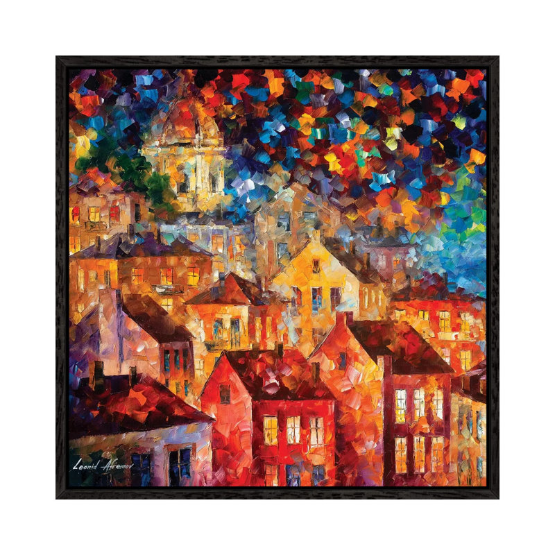 The Hills From My Dreams by Leonid Afremov - Painting on Canvas, Black Framed Canvas, 45.72 cm H x 45.72 cm W