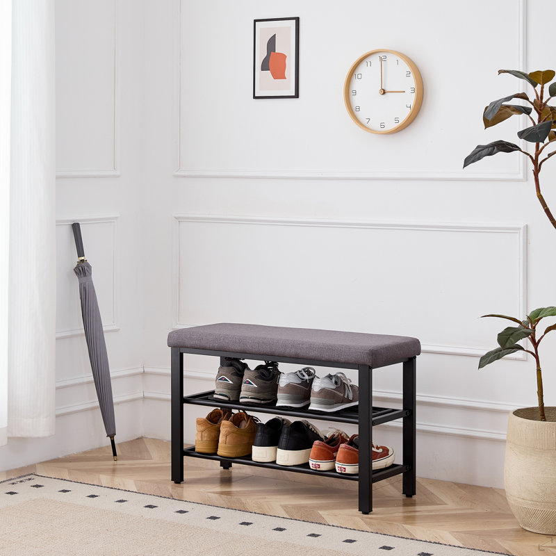 Shoe Bench, Storage Bench, Entryway Bench With Cushion, Shoe Shelf With Seat, Space-Saving, Modern Style, For Living Room, Bedroom, Hallway