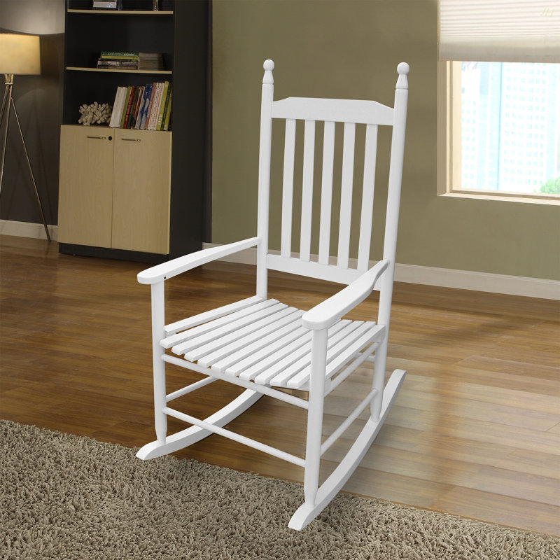 Chaise berçante en bois BLANC, sans passe-partout, Blanc