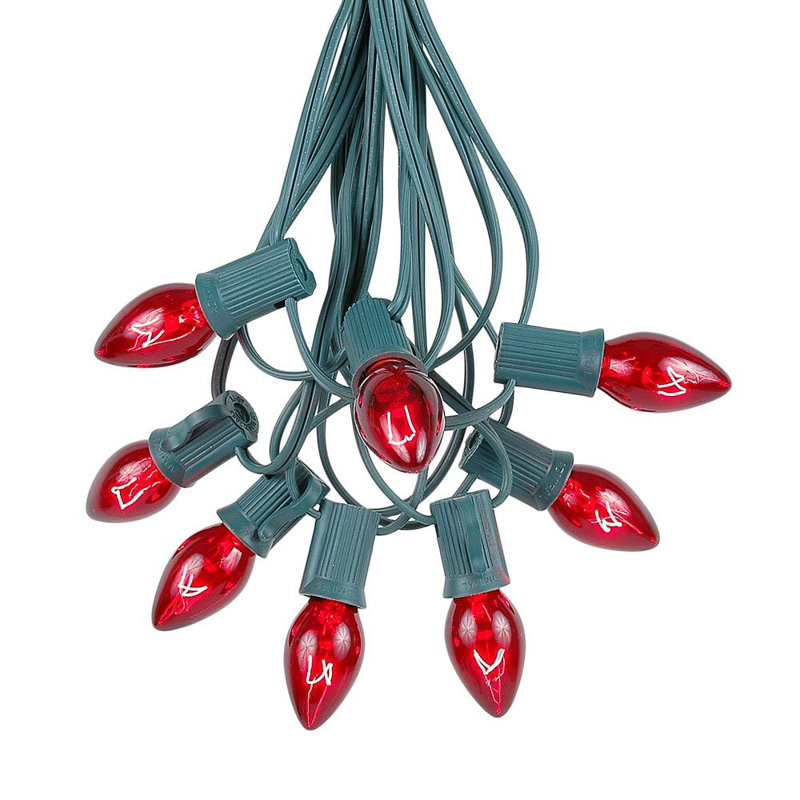 Lampe de noël 25 lumières de chaîne, Rouge, 100, 120"