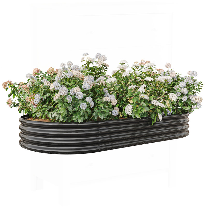 Oval Large Metal Raised Garden Bed for Plants, Vegetables, and Flowers - Durable, Rust-Proof, and Easy to Assemble, Black