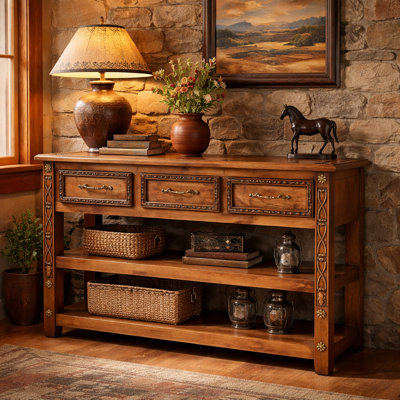 Carved Three Drawer Console