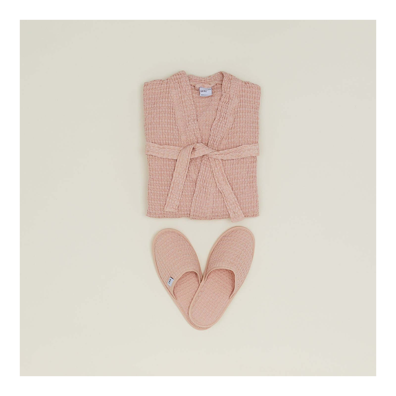 Simple Cotton Waffle Slippers, Small, Blush