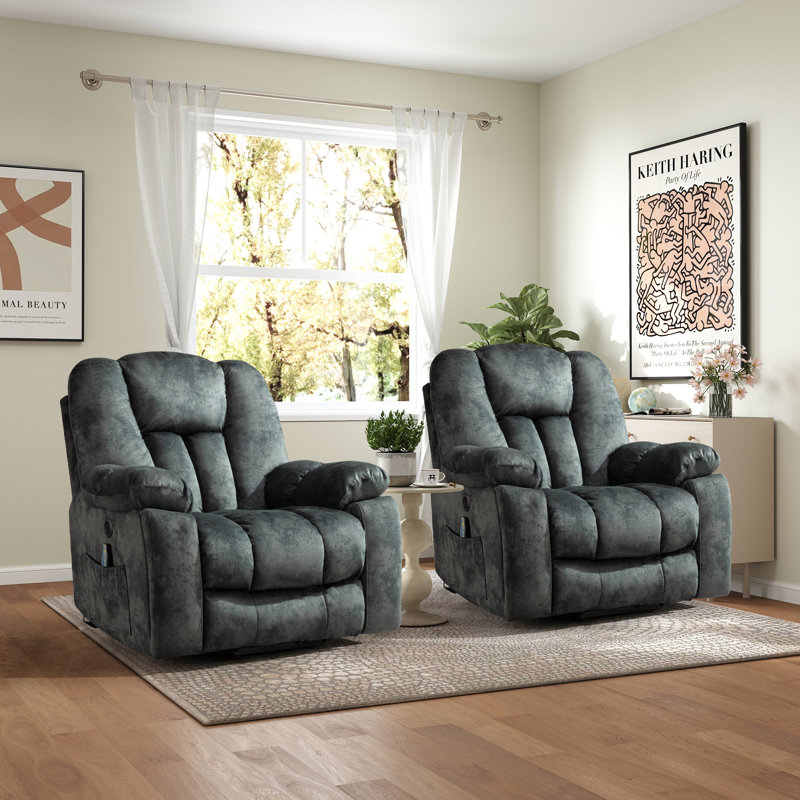 Fauteuil inclinable électrique de massage surdimensionné de 41 po avec coussin chauffant ultra doux et ensemble de 2