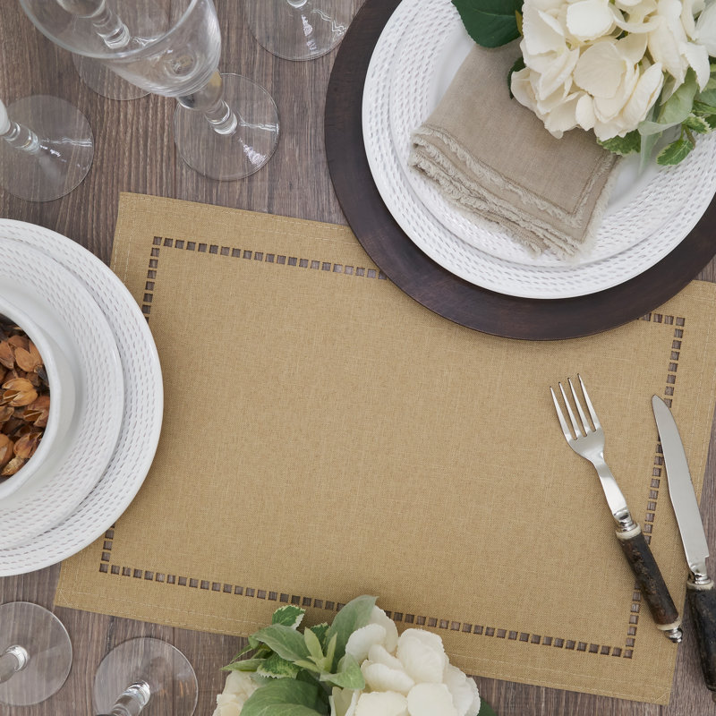 Neith Polyester No Pattern Rectangle Placemat, Natural
