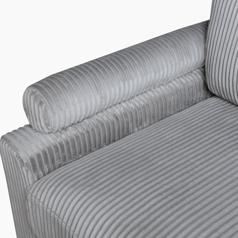 Loowit Katara 40.0"W Modern Corduroy Modular Corner Chair – Upholstered Lounge Chair with Reversible Cushions & Matching Pillows