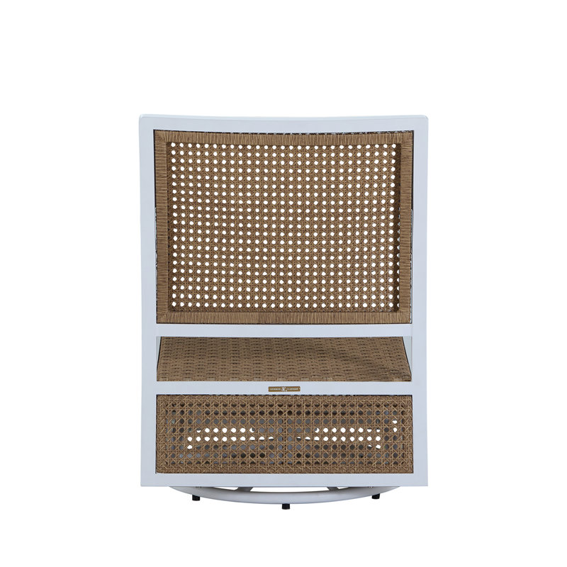 Bermuda Aluminum and Cane Glider Lounge, No Welt + Standard Fill, Bali Pearl, Chalk/Natural Cane