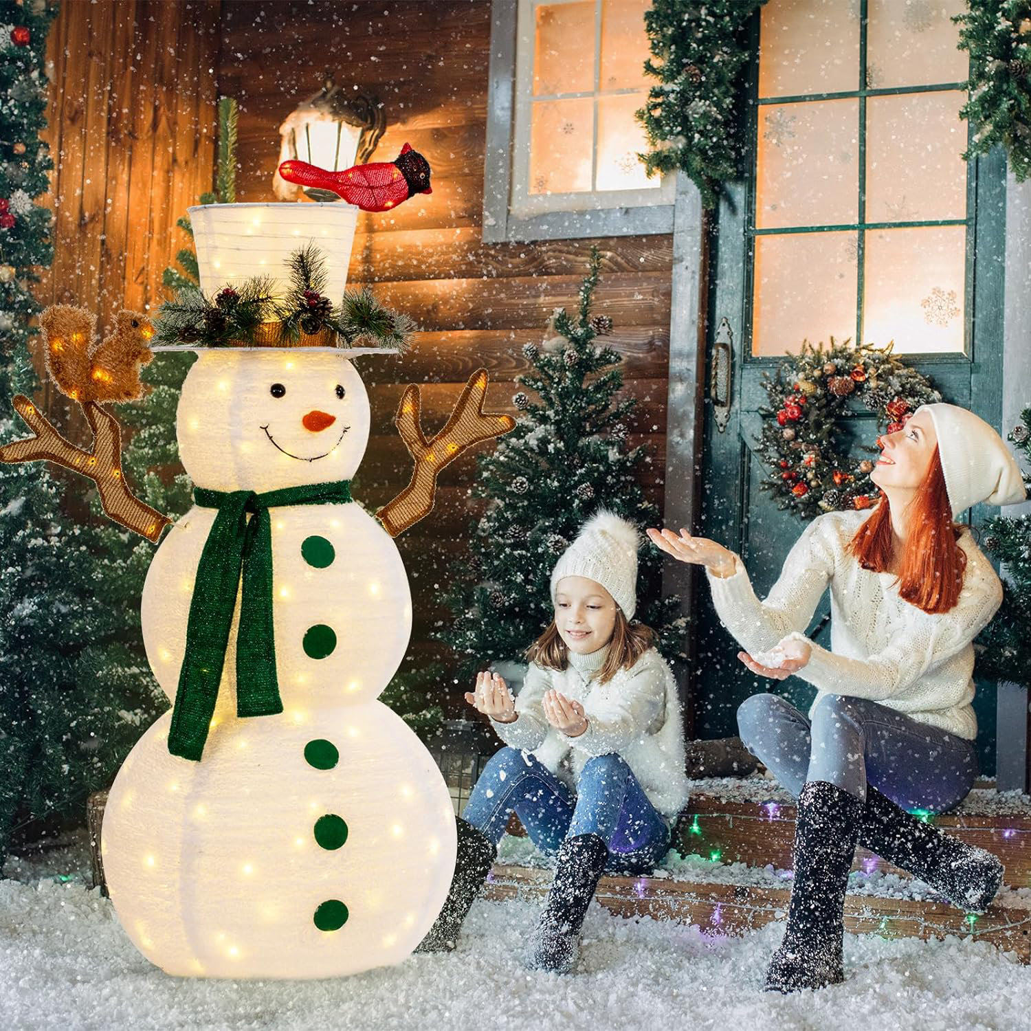 Lighted Pop-Up Snowman Outdoor Decor, 60" H x 27.5" W x 27.5" D