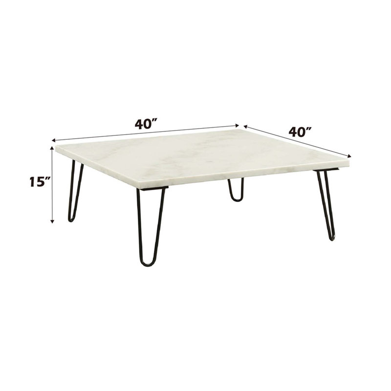 Table basse Telestis, plateau en marbre blanc et finition noire