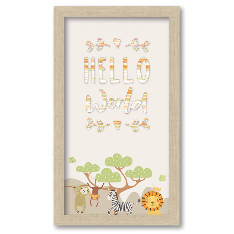 Hello World Jungle 12x24 Framed Board