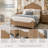 Elegant Sand Finish Queen Panel Bed with Turned Legs-1015068478