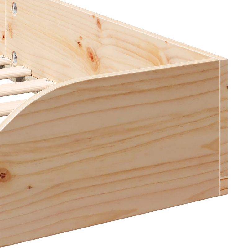 Floor Bed Frame Solid Pine Wood, Brown, 78.5cm x 193.5cm