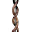 80" Polished Horn Floor Lamp - Embossed Brown Leather Base - Black & Gold Paper Shade