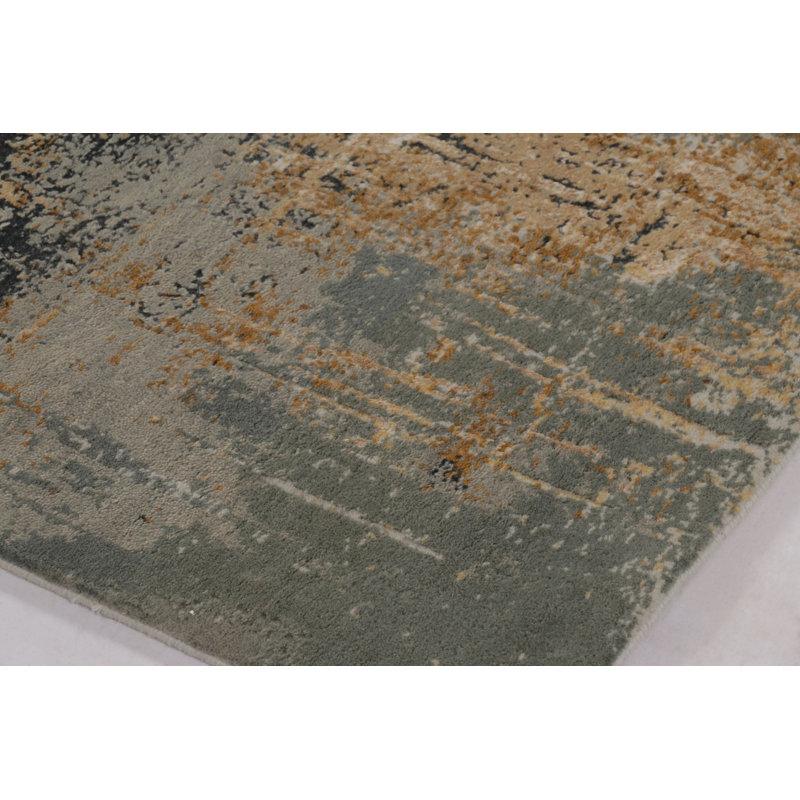 Rug & Kilim’S Modern Rug, Silver-Gray And Gold In Bold Abstract Pattern