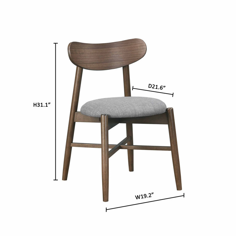 Upholstered Side Chairs with Solid Wood Frame, Brown