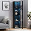 Armoire latérale noire avec lampe à bande en aluminium, avec grand espace de rangement