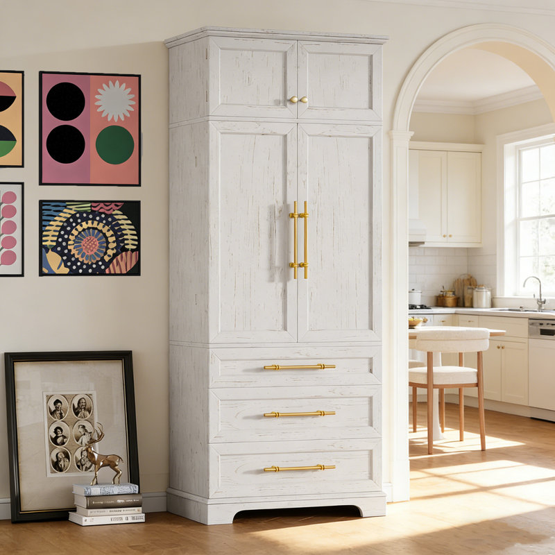 Armoire de cuisine, armoire polyvalente pour la cuisine, la salle à manger et la salle de bain, Blanc