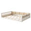 Lit plateforme tapissier en bois pleine grandeur avec garde-corps et coussin, beige-1472575139