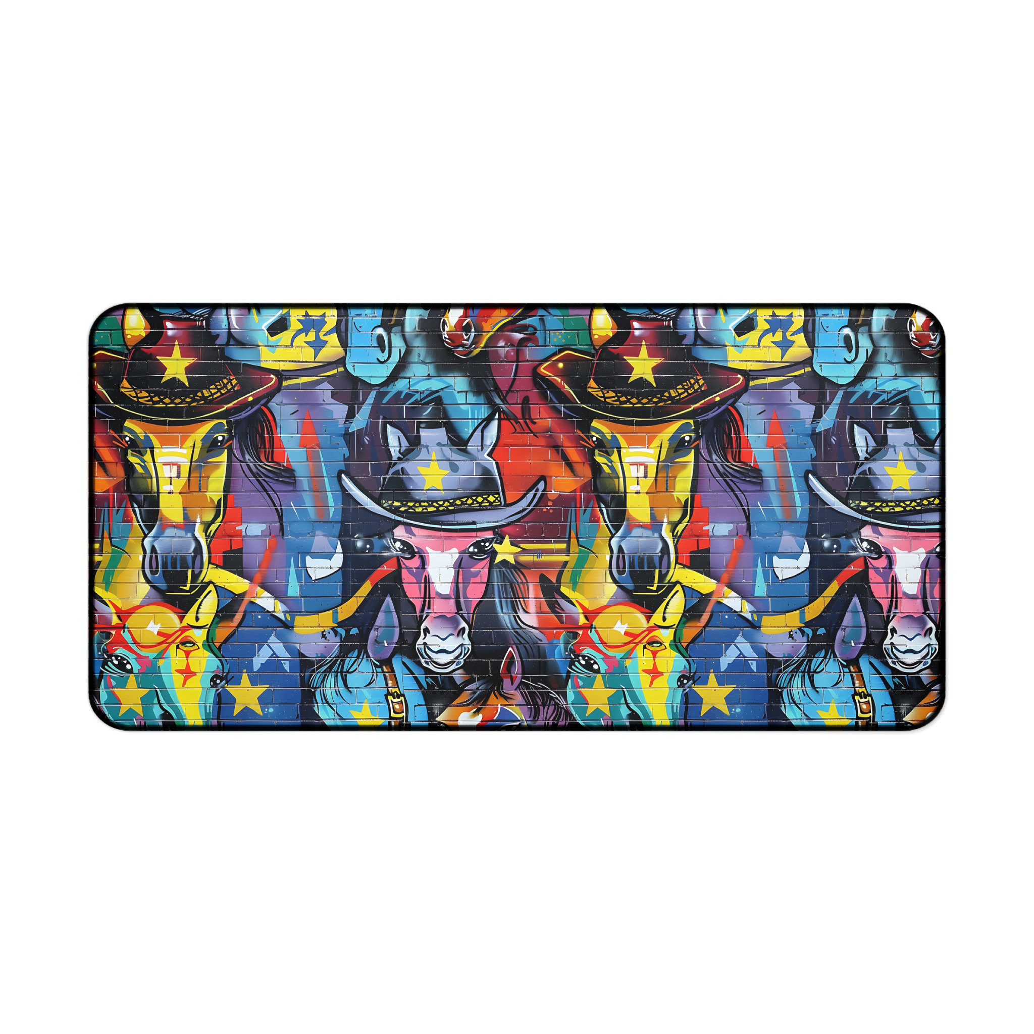 East Urban Home Cowboy Horse Graffiti Art Mouse Mat, Artistic Western ...