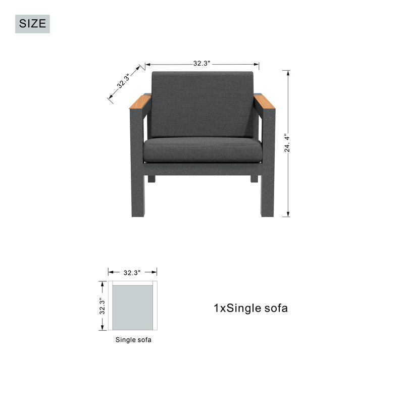 Ensemble de conversation modulaire avec coussins 6 pièces Caggiano