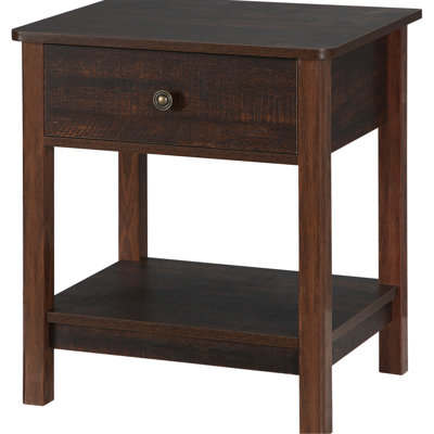 Small End Table With Drawer And Shelves, Dark Brown Cool Side Classic