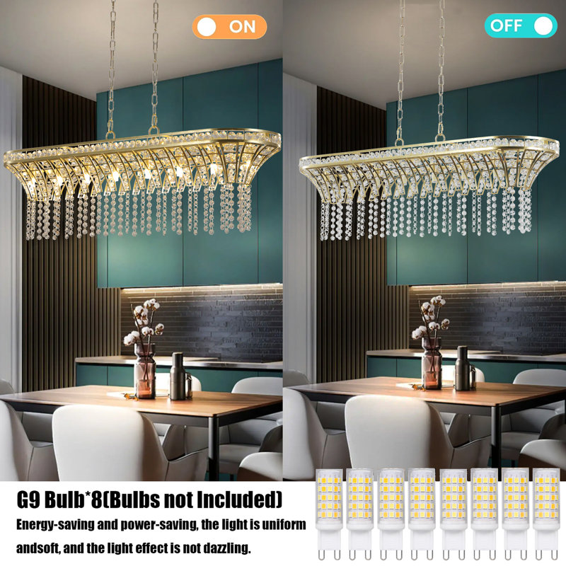 Mercer41 Quashawna 8 - Light Crystal Square / Rectangle Chandelier ...