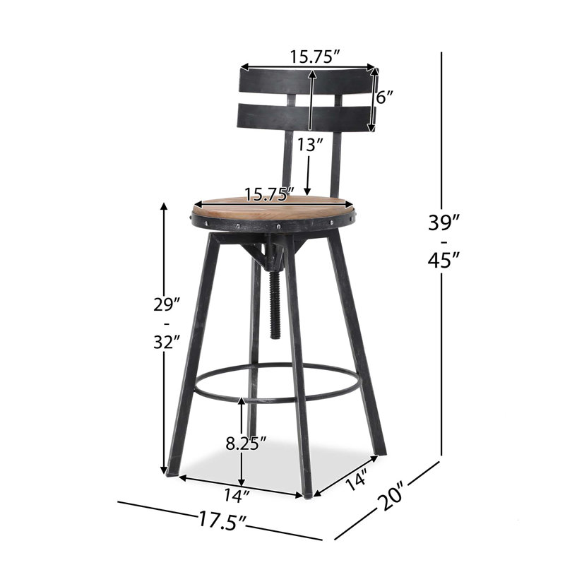 Industrial-Style Height-Adjustable Bar Stool