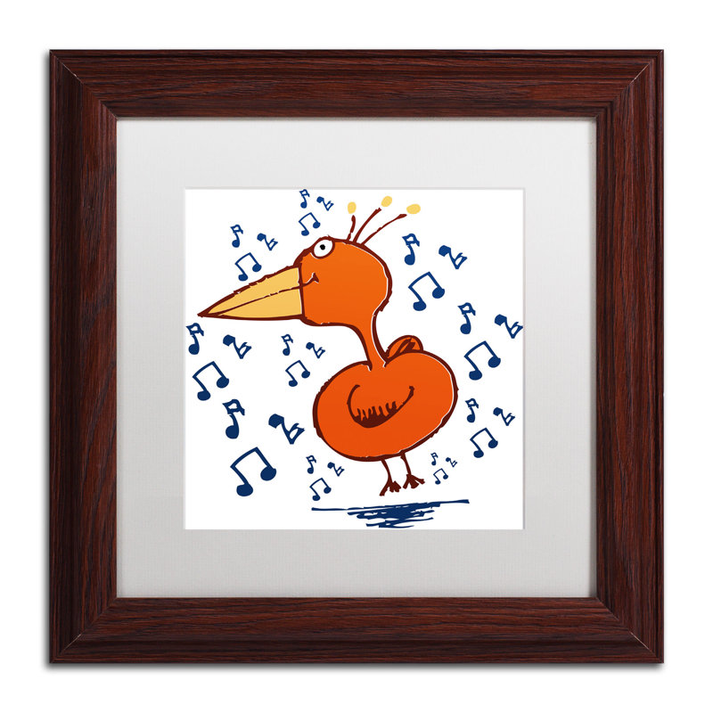 « music oiseau » par carla martell, art encadré, H 11 po x l 11 po, Blanc