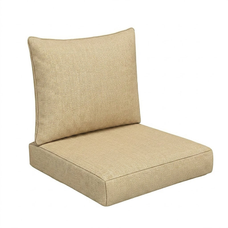 Sunbrella Outdoor Solid Knife Edge Deep Seating Pillow and Cushion Set, 29 in W x 27 in D x 5 in H, Sunbrella - Spectrum Sand