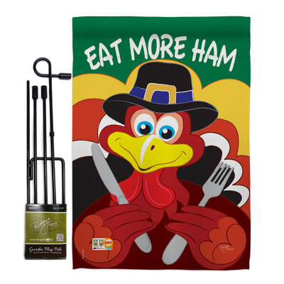 Plus de 2 côtés de polyester de 2 côtés 18,5 x 13 po manger plus de jambon ensemble de drapeau