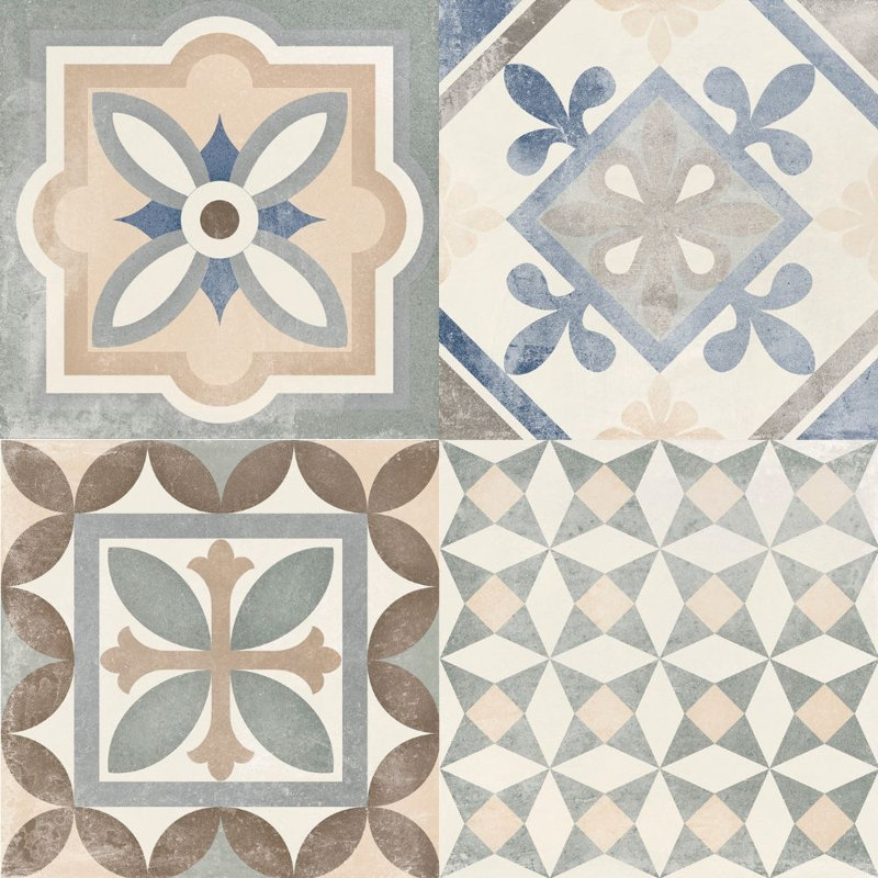 Carrelage de sol et mural en porcelaine mat Ellis Taco 6,5 po x 6,5 po, Bleu