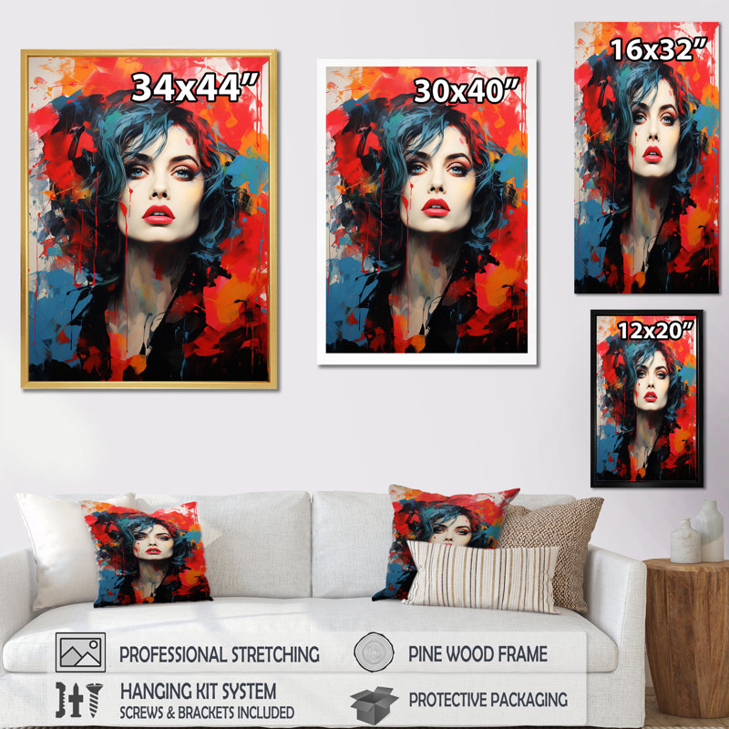 " Crimson Carter II ", 32" H x 24" W x 1" D, Black Floater Framed