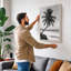 Leaning Palm Coastal - Wrapped Canvas-482865871-482865874