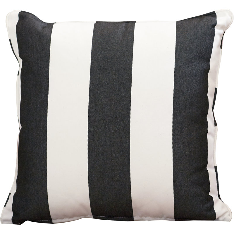  Outdoor Sunbrella Throw Pillow, Cabana Classic Black Stripe Sunbrella®, 22", 22"