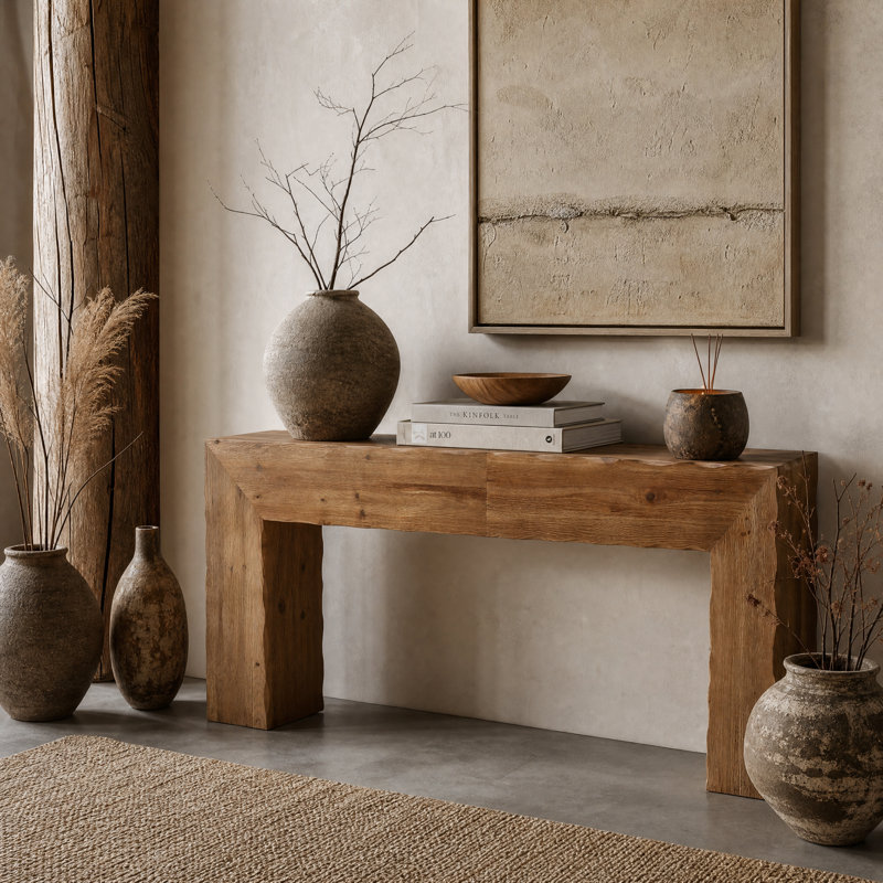 Console en bois massif 78,7 po - Style campagnard rustique