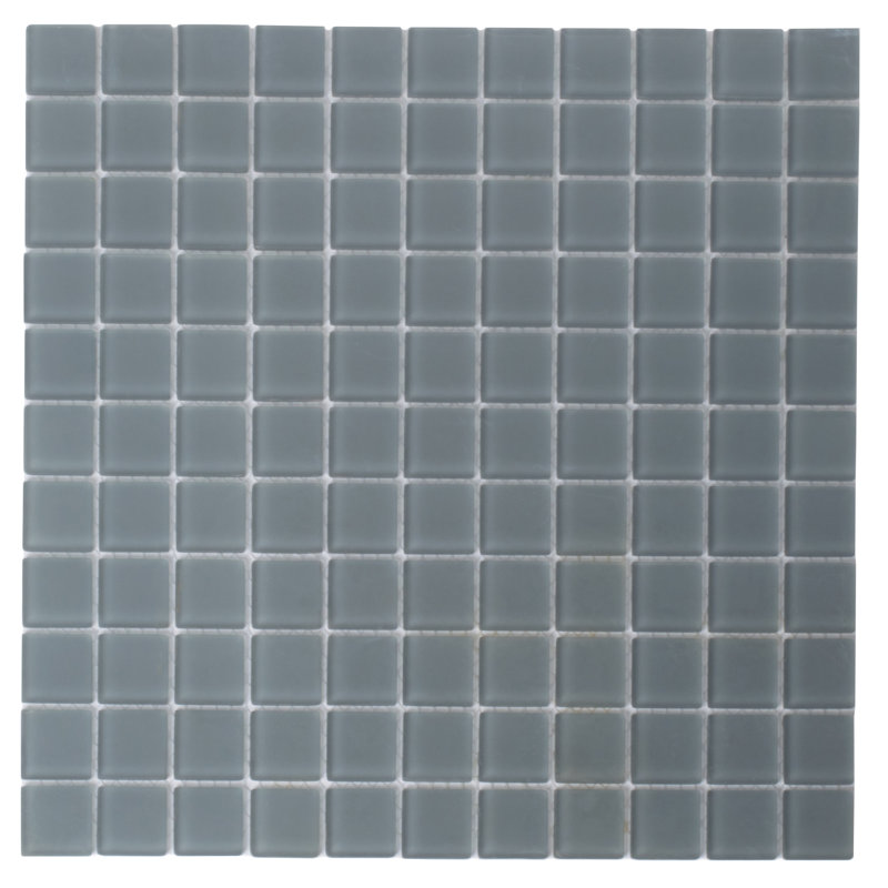 1" x 1" Polished Glass Mosaic Tile, Dark Gray