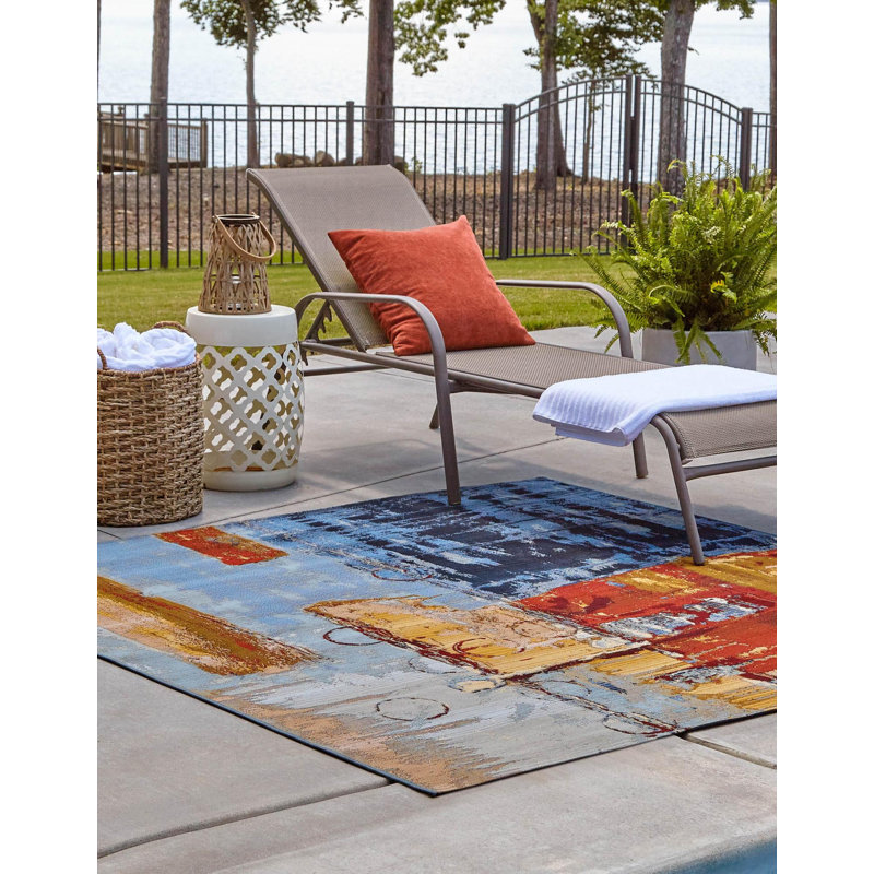 Alice Washable Abstract Indoor / Outdoor Rug, Square 6'1"