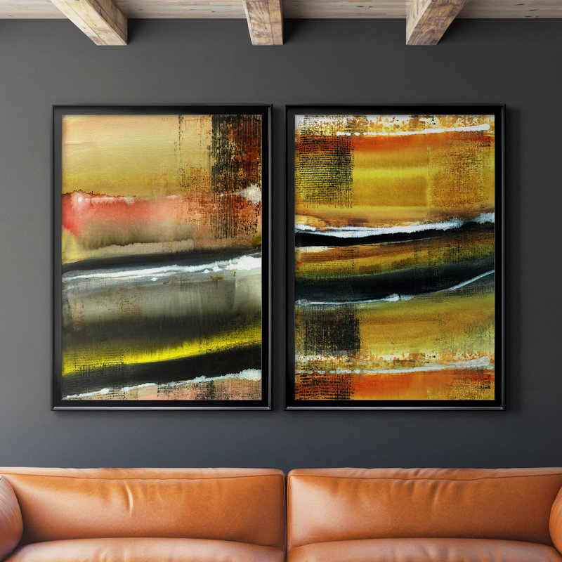 «Desert Night I», ensemble de 2 peintures sur toile encadrées, H 30,5 po x l 42,5 po x P 3 po, Noir