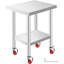 Table de travail de haute qualité en acier inoxydable de 24 po x 18 po x 34 po avec 3 tablettes réglables, 4 roulettes et un frein pour le restaurant