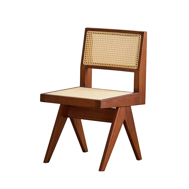 Chaise Boxwood Chandigarh avec siège en canne tissée - Chaise d'appoint Mid-Century