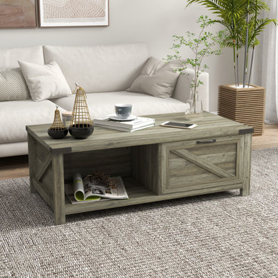 Table basse Farmhouse avec tiroir et tablette de rangement pour le salon
