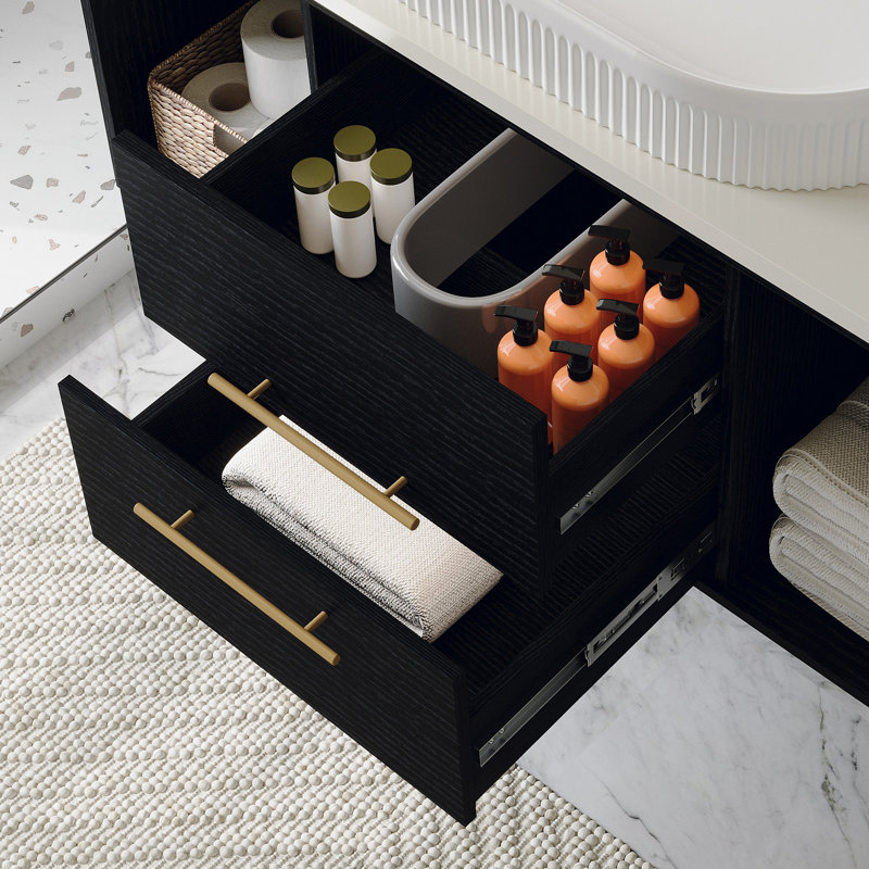 Meuble-lavabo mural moderne 39,4 po avec lavabo en céramique ovale flottant multi-couches