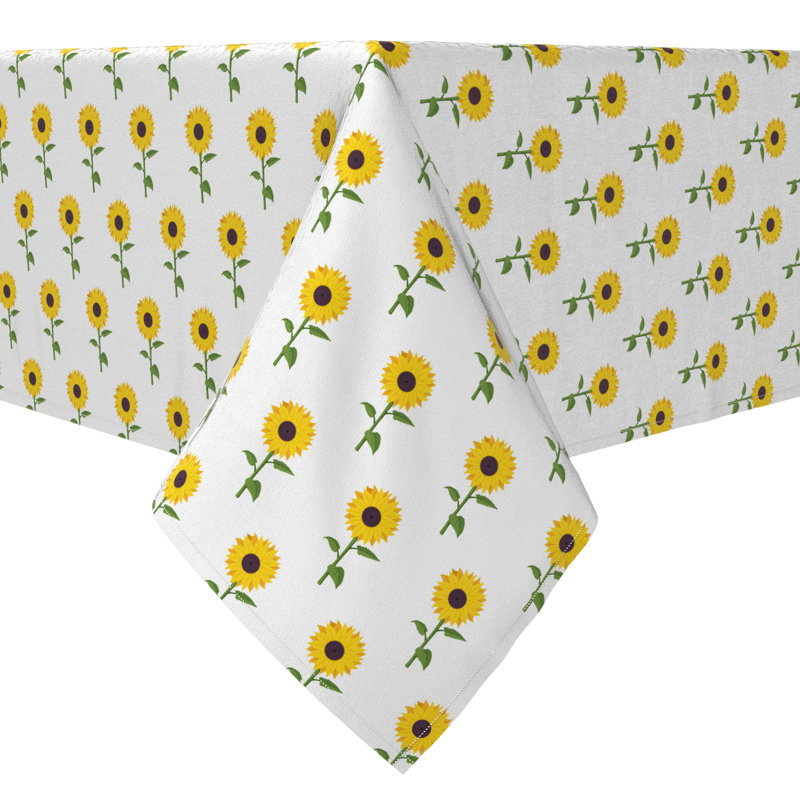 Rectangular Floral Cotton Twill Tablecloth