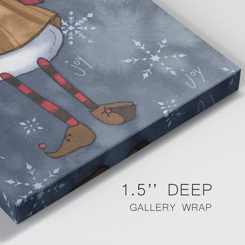 Bonhomme de neige bonhomme de neige sur toile tendue avec châssis - prêt à accrocher, H 60 po x l 40 po x P 1 po