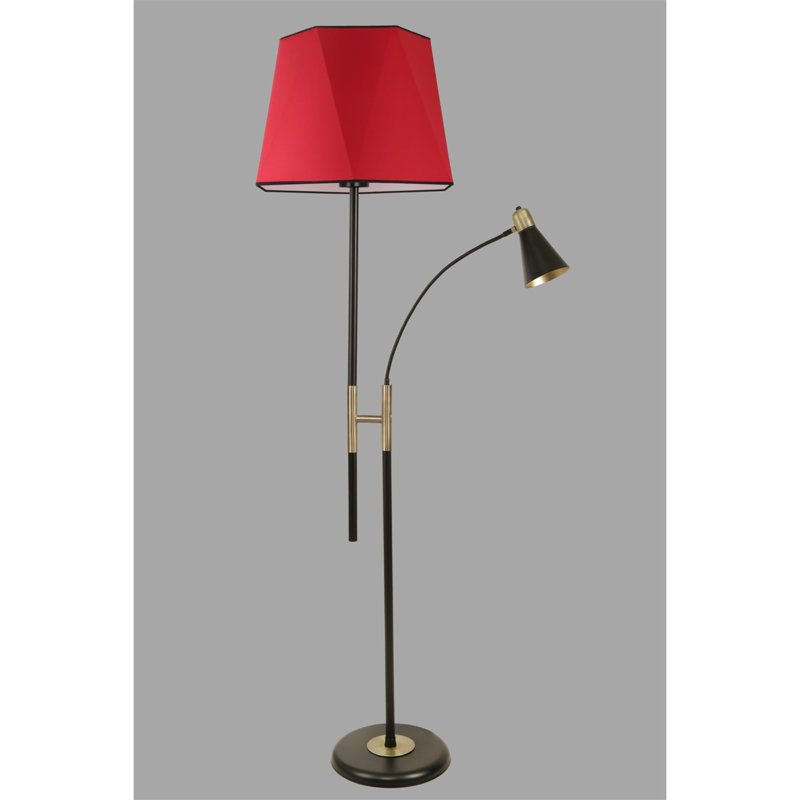Raymer 165cm Torchiere Floor Lamp, Red, Black