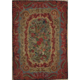 Antique American Usa Floral Medallion Wool Hand Knotted Pile 1935 Rug
