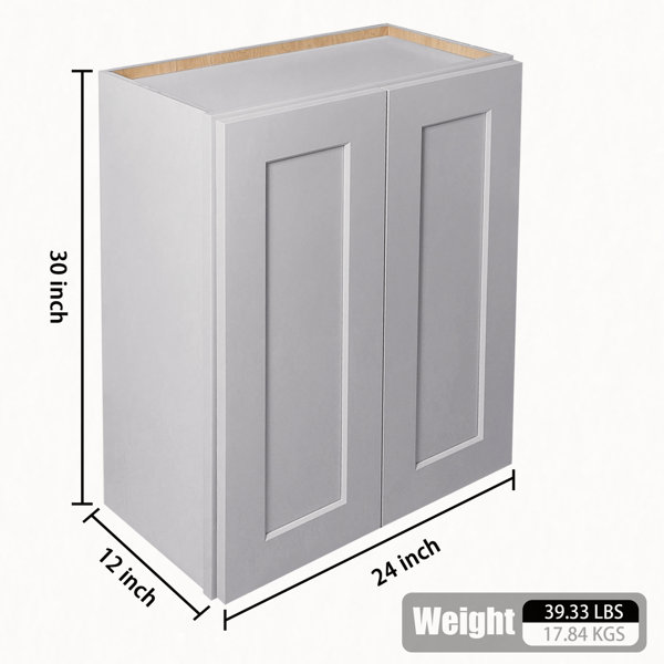 Latitude Run® Light Grey Solid Wood Single Door Wall Cabinet 2 Doors ...